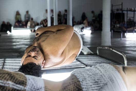 Naufus Ramírez-Figueroa, ‘The Print of Sleep’, 2016, performance, KW Institute for Contemporary Art, Berlin. Photo: Frank Sperling.